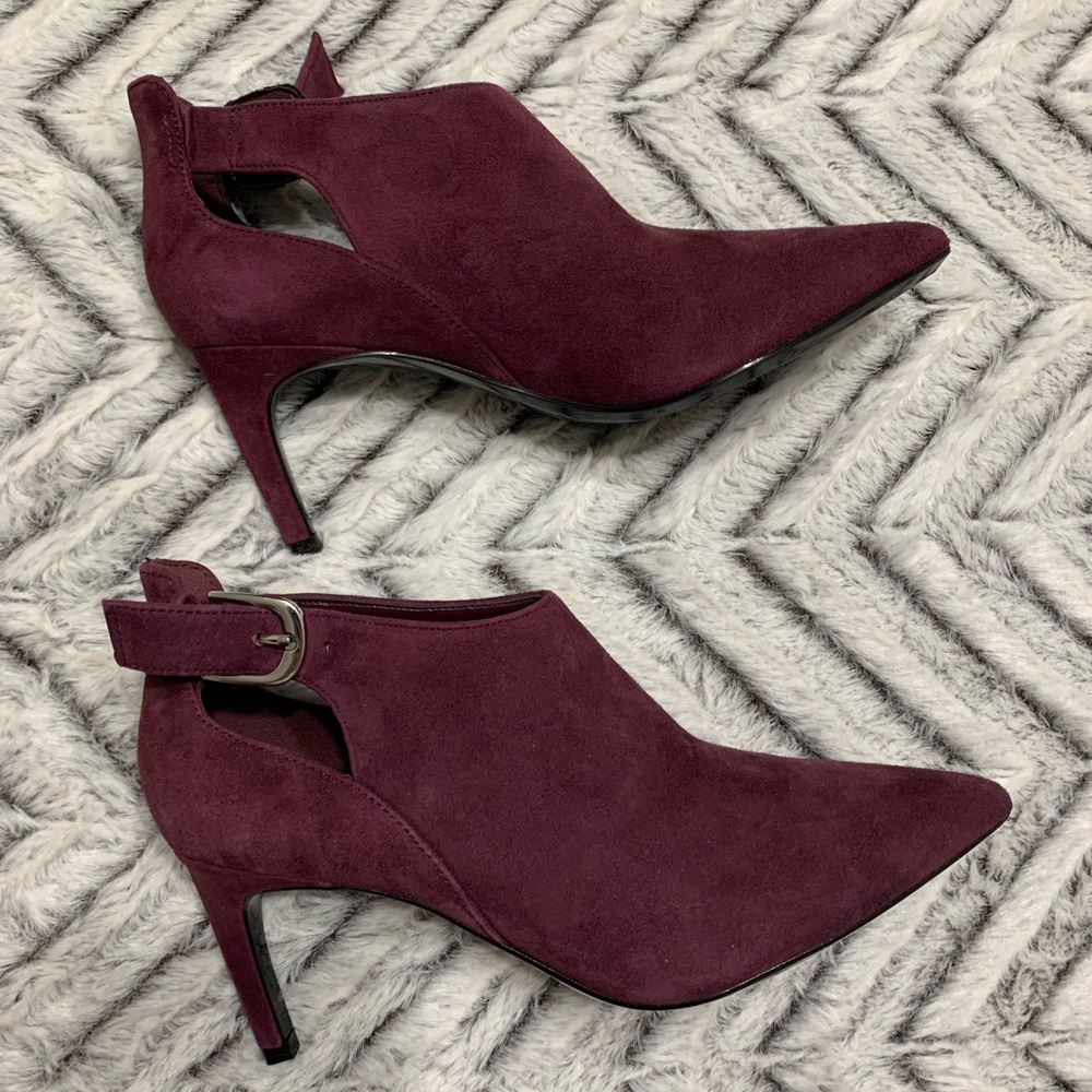 Calvin Klein Bootie Burgundy Wine Suede Shelby Heels size 5.5 NWOT